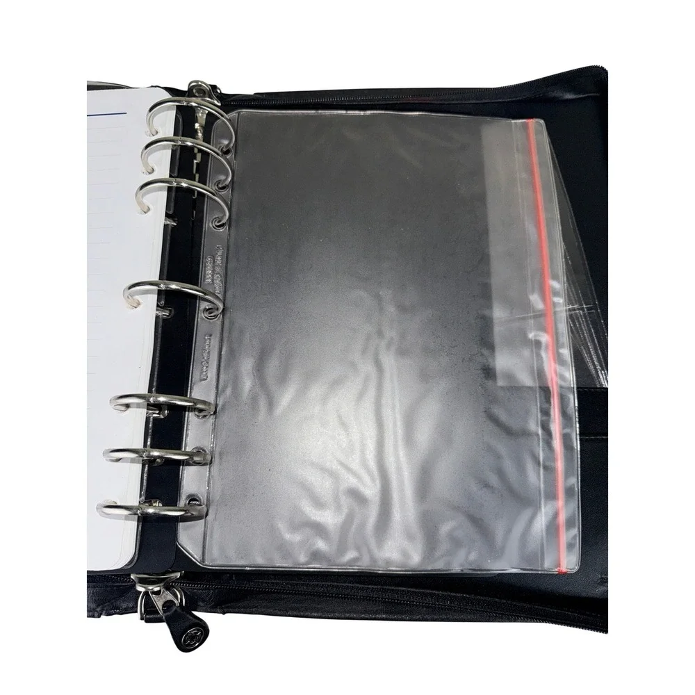 Franklin Covey Black Leather 7 Ring Zippered Planner Organizer Professional